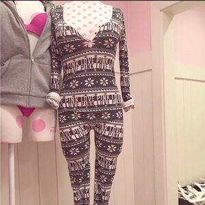PINK Victoria's Secret Black and White Women's Onesie